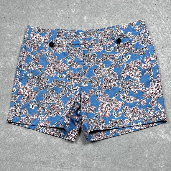 Ann Taylor Loft Shorts Size 00 Blue Multicolored Paisley with 4 Inch Inseam - Picture 1 of 10